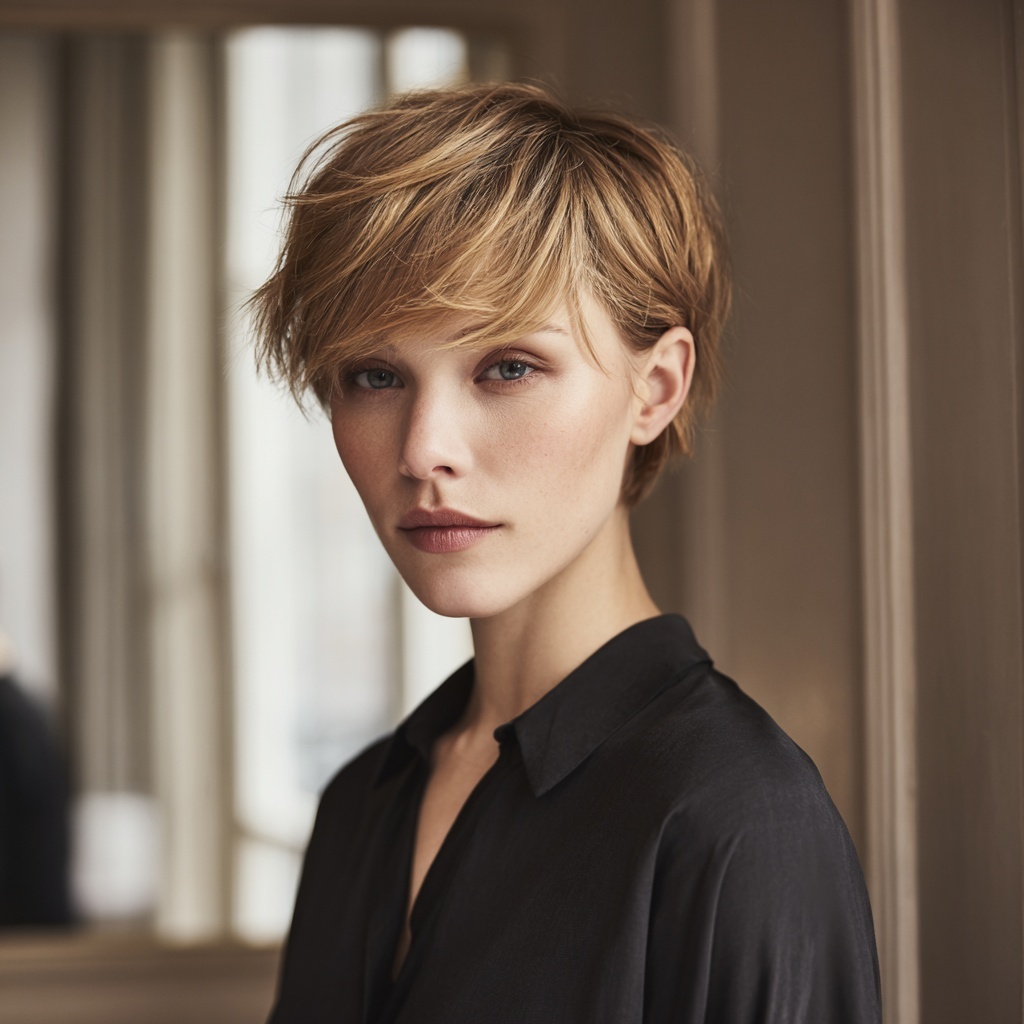 Contoured Layered Pixie for Modern Motion