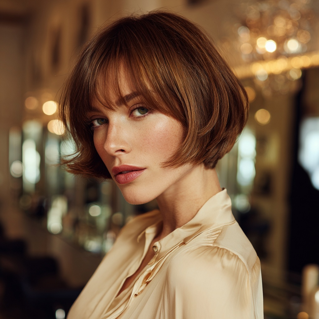 Contrasting Blunt-Edged Butterfly Bob with Flutter Layers