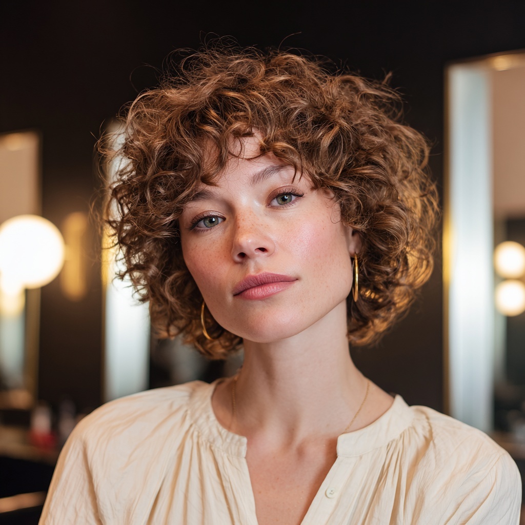 Curly Micro Bob with Volume Balance