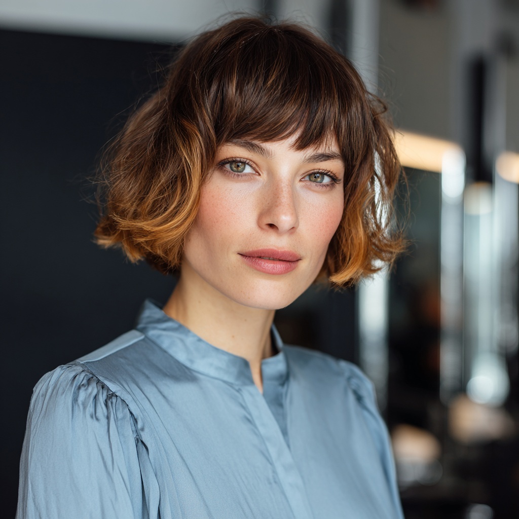 Curtain-Fringe Bob with Delicate Blends