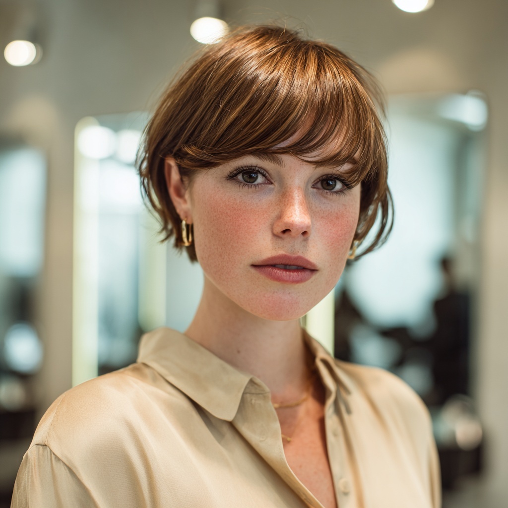 Curved Fringe Pixie with Floating Detail