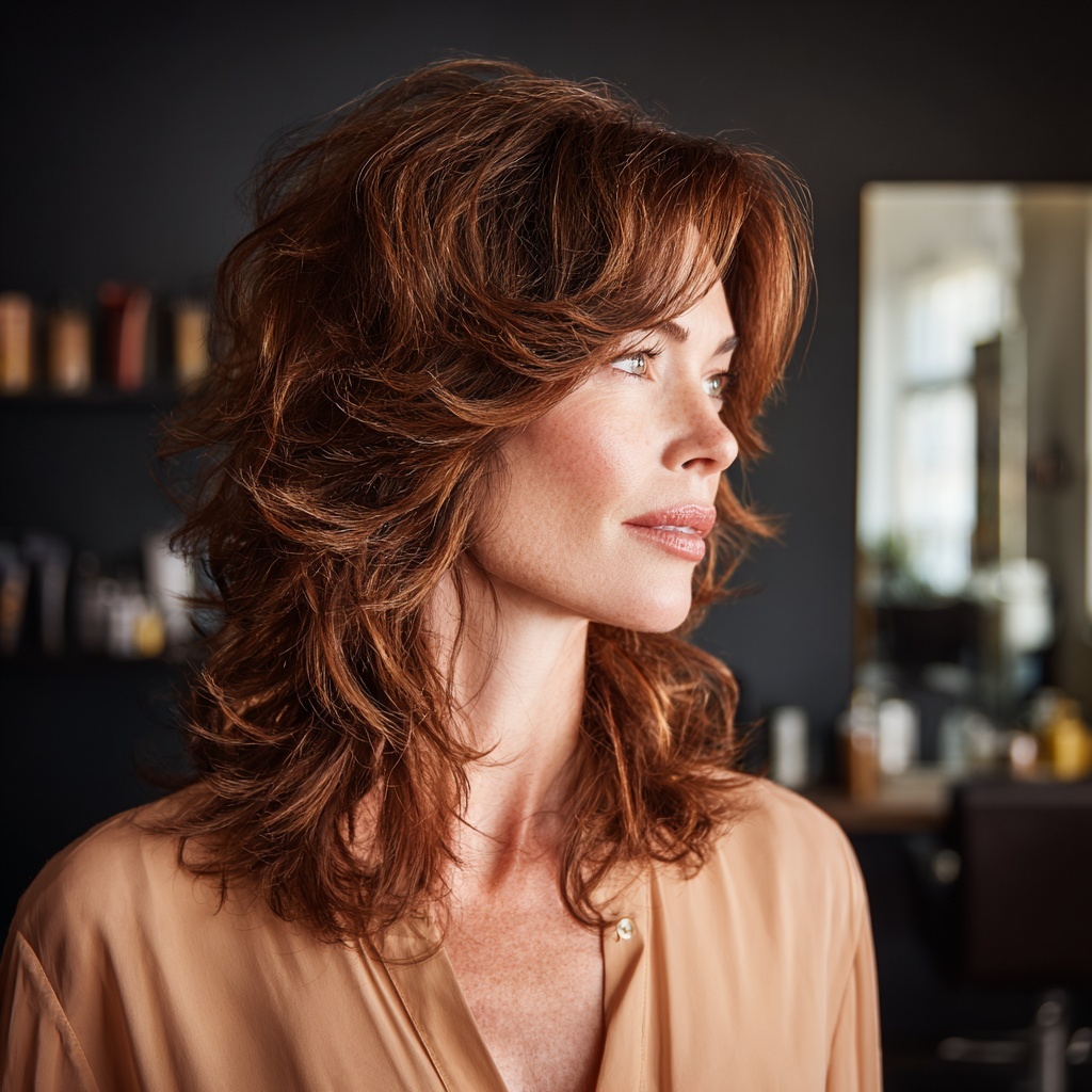 Curved Layered Shag for a Floating, Directional Shape