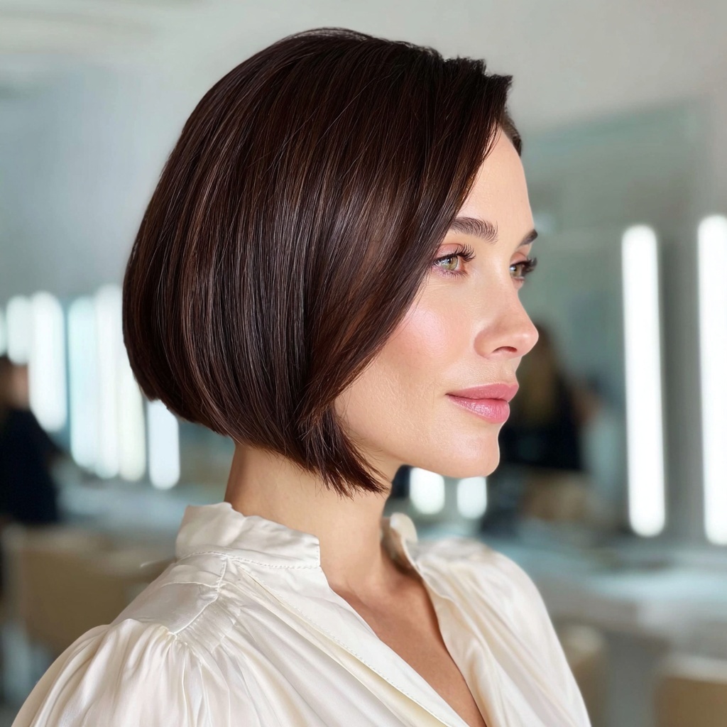 Dark Roast Sleek Bob with Angled Cut