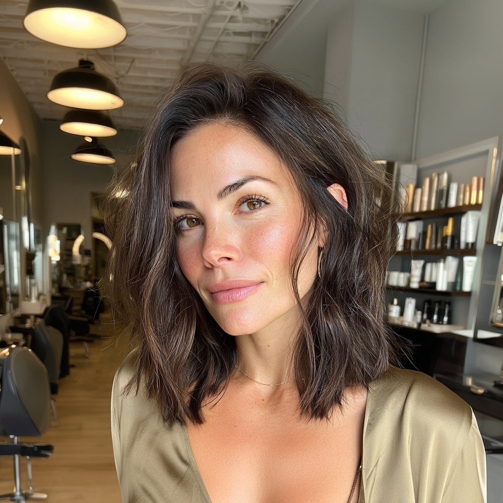 Dark Roast to Smoky Quartz Lob with Choppy Ends