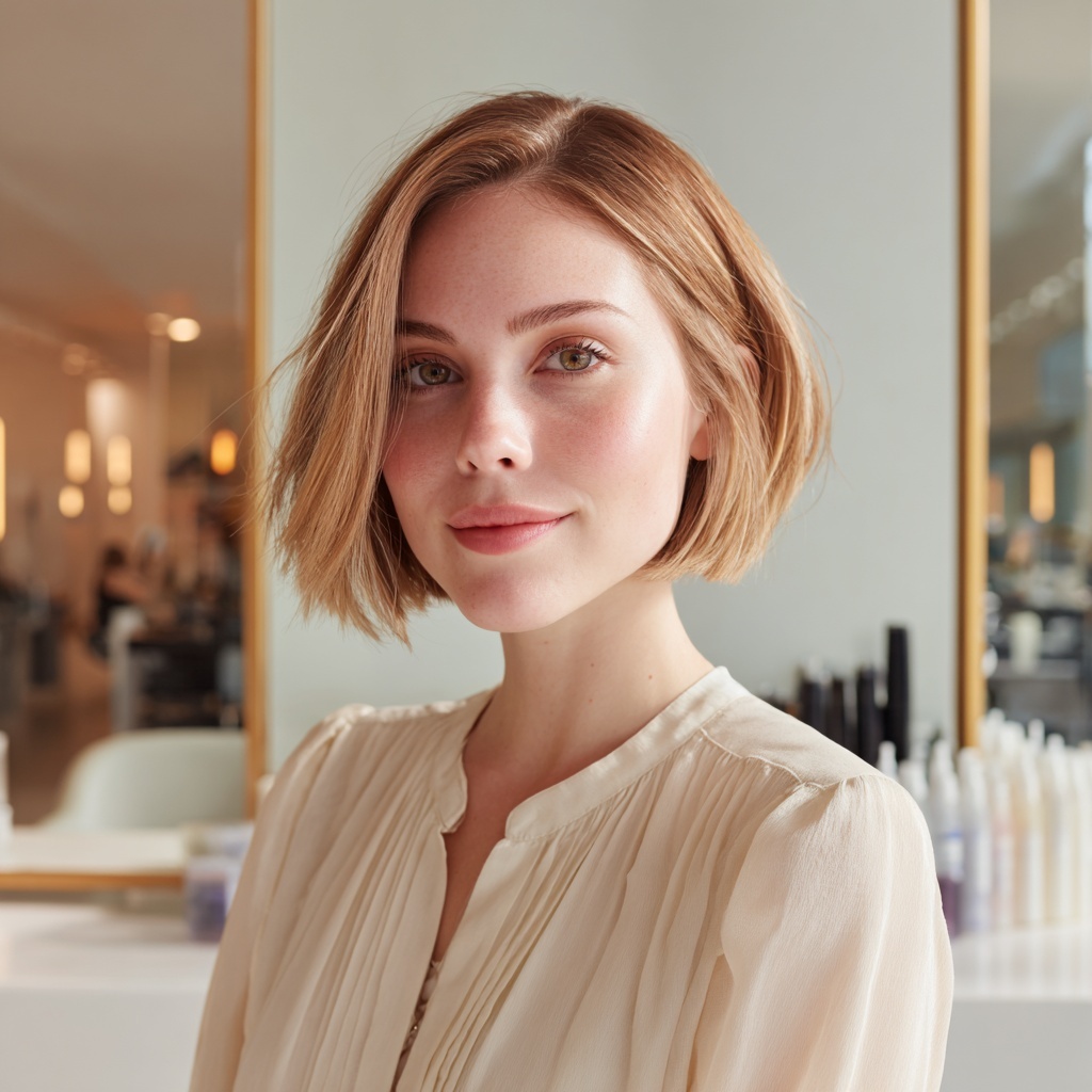 Dual-Length Undercut Bob Framing Natural Light