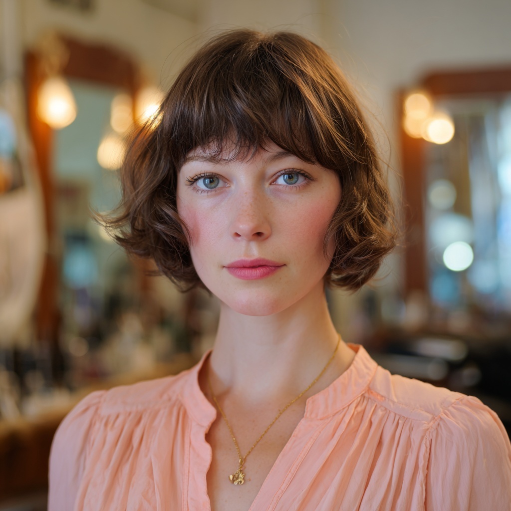 Feather-Framed Butterfly Bob with Soft Bangs