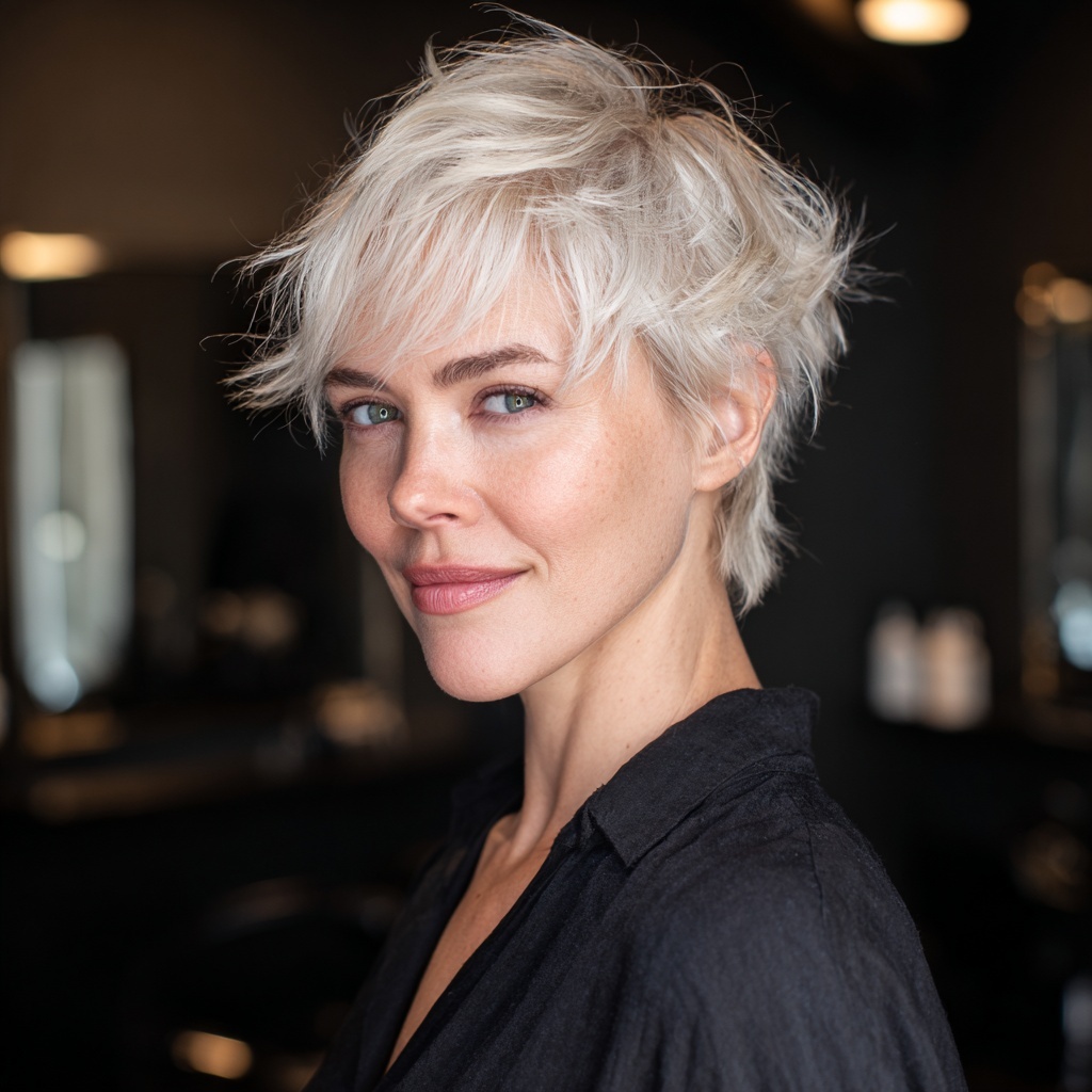 Fluffy Platinum Pixie With Light Movement