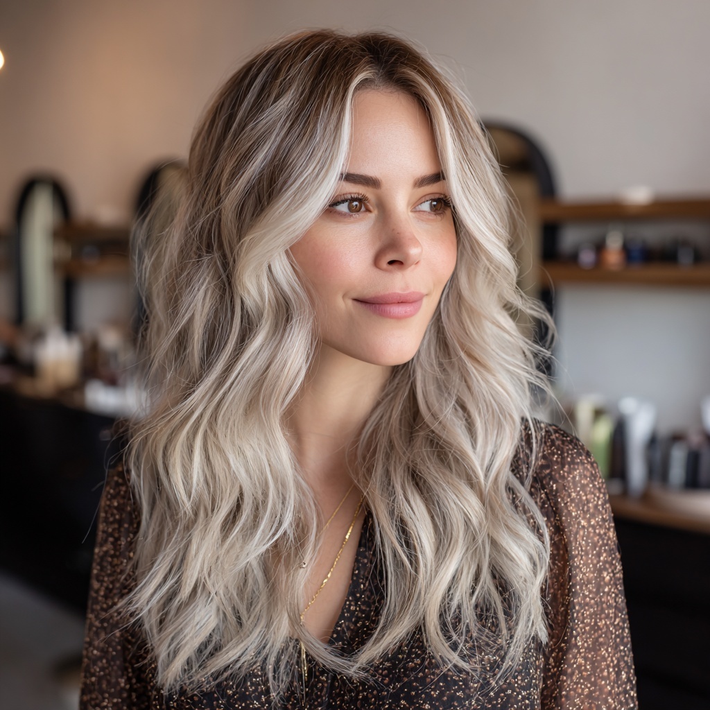 Frosted Balayage for Subtle Dimension