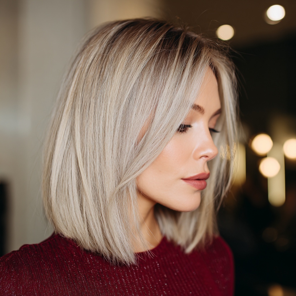 Frosted Beige Lob for Subtle Coolness