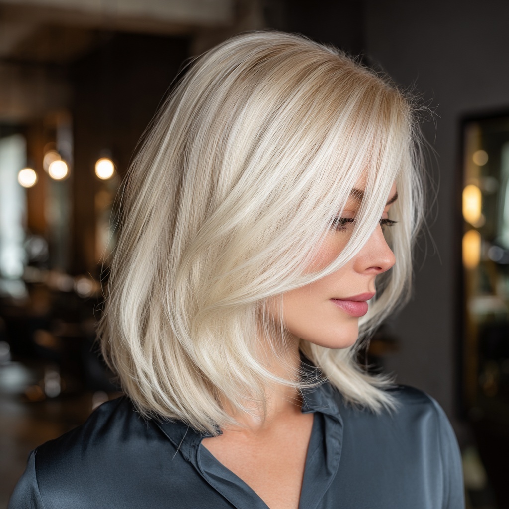 Frosted Blonde Lob for Bright Elegance