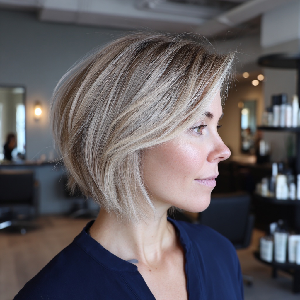 Frosted Linen Micro Highlight Bob for Airy Neutrality