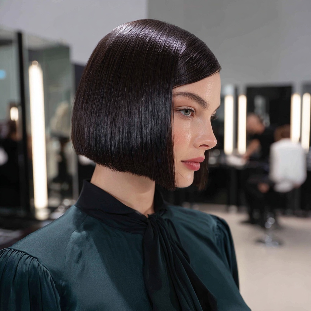 Glass-Hair Jet Black Blunt Bob