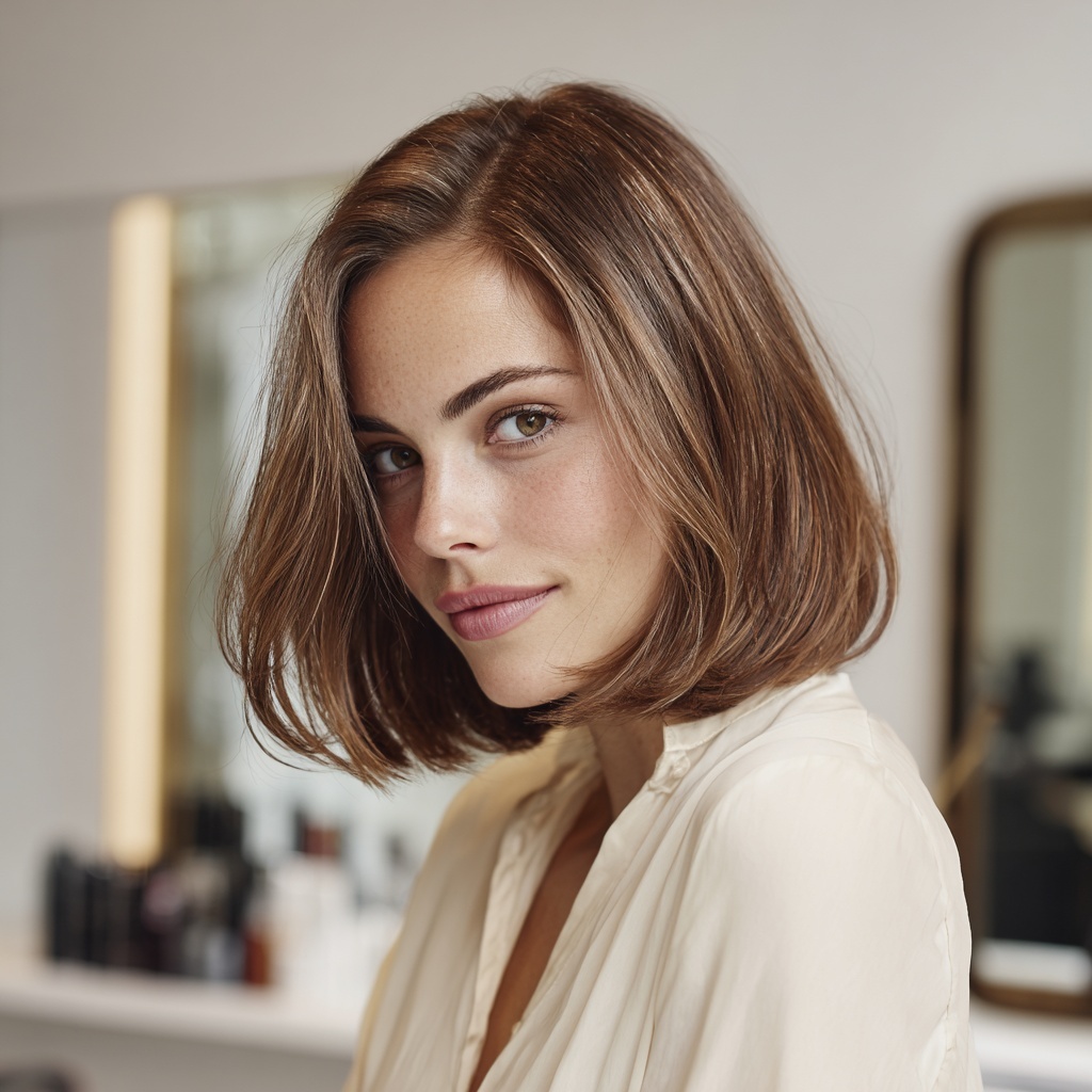 Glossed Bob Designed to Mirror Natural Contour