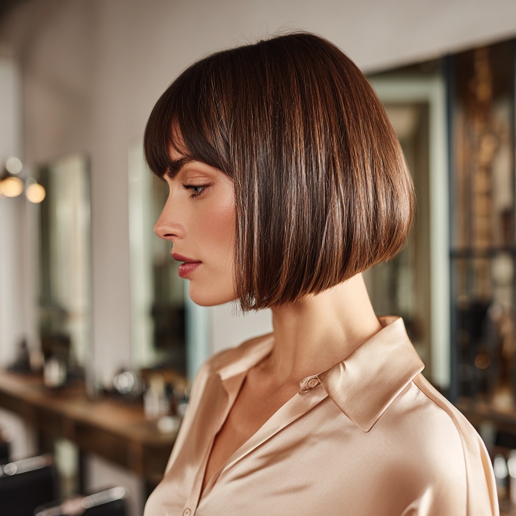 Glossed Classic Bob Holding Linear Form