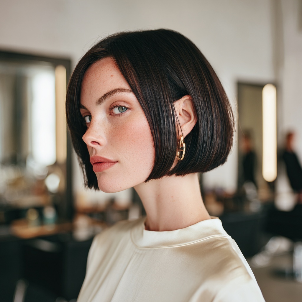 Glossed Jet Bob with Clean Surface