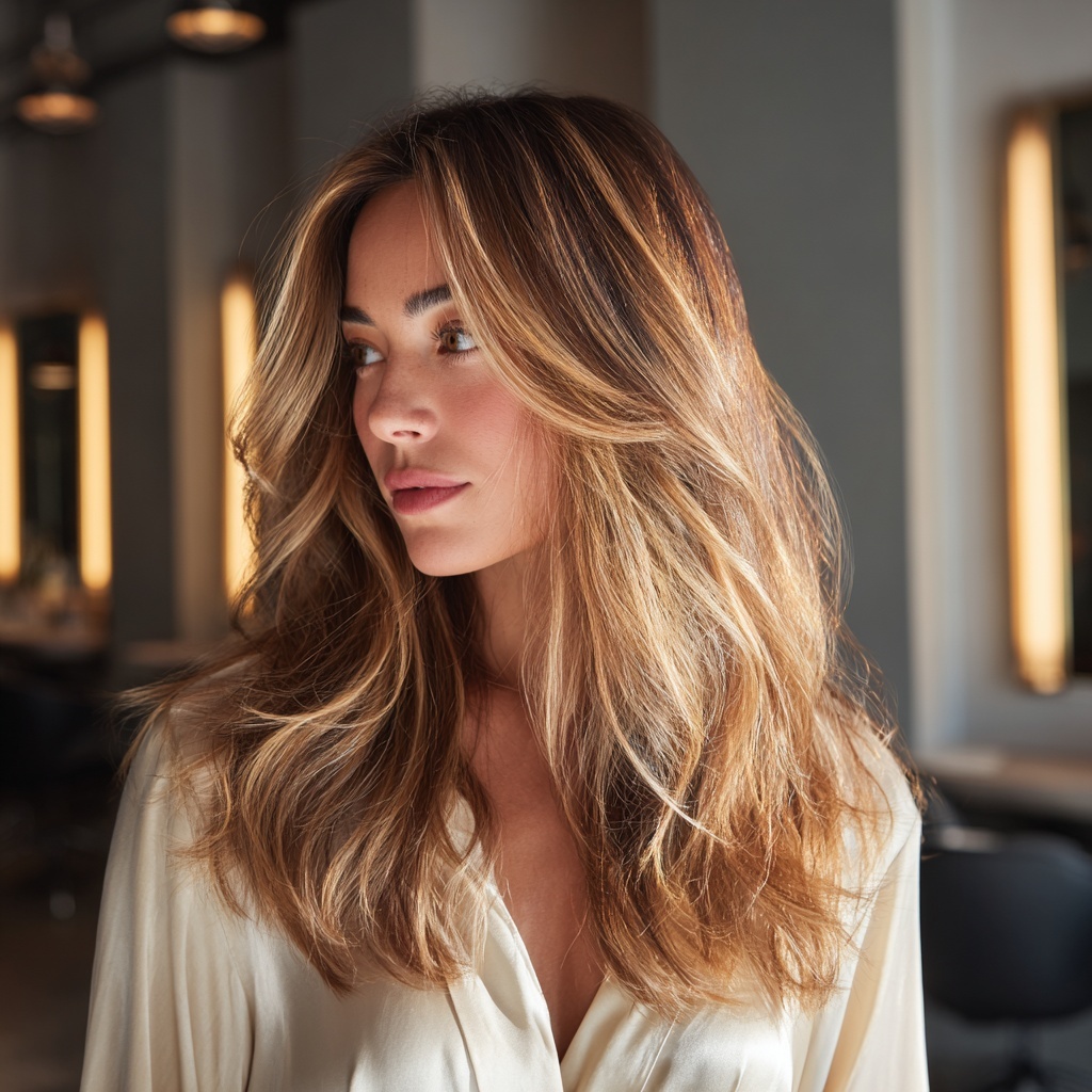 Golden Balayage Layers With Sunlit Dimension