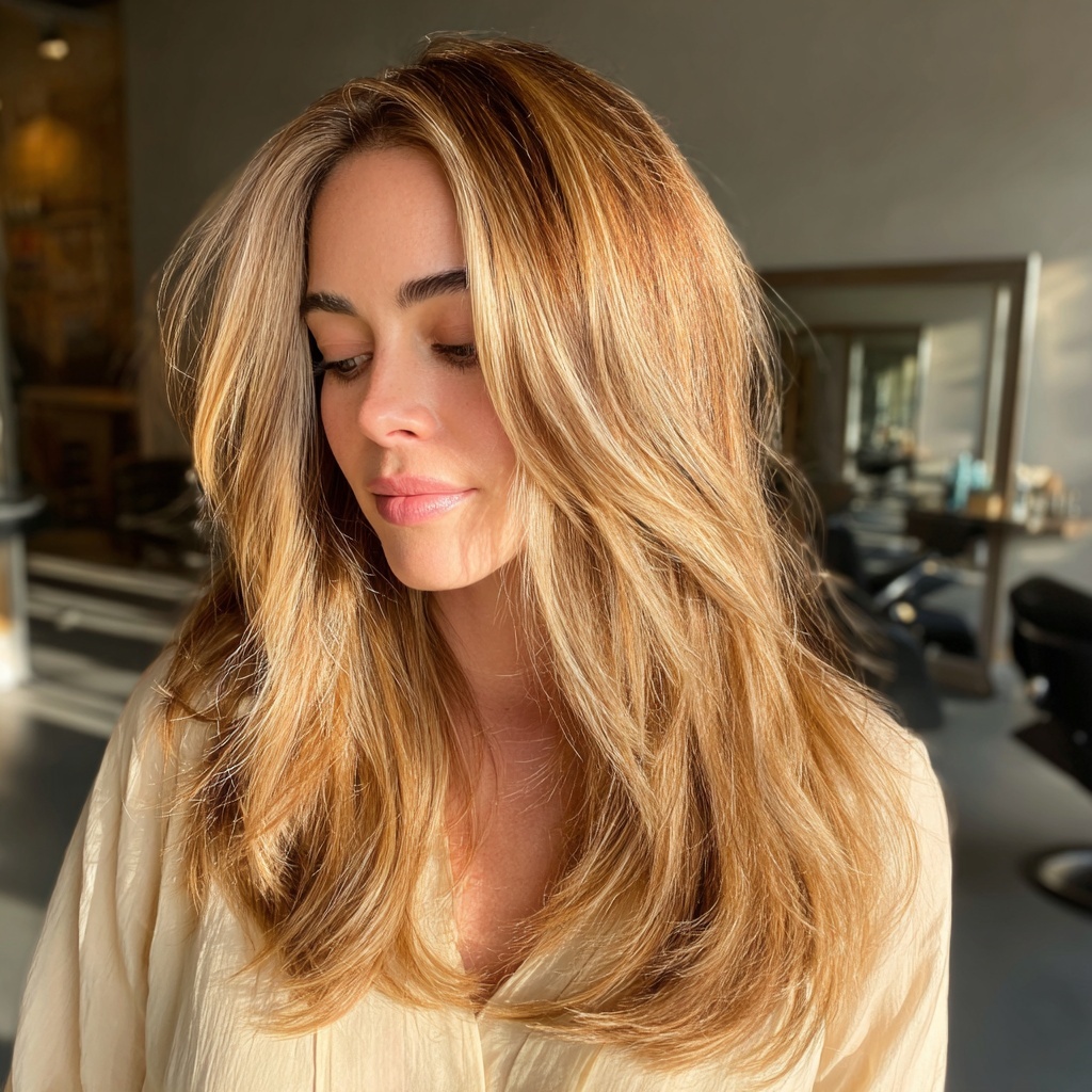 Golden Balayage Lob With Sunlit Dimension