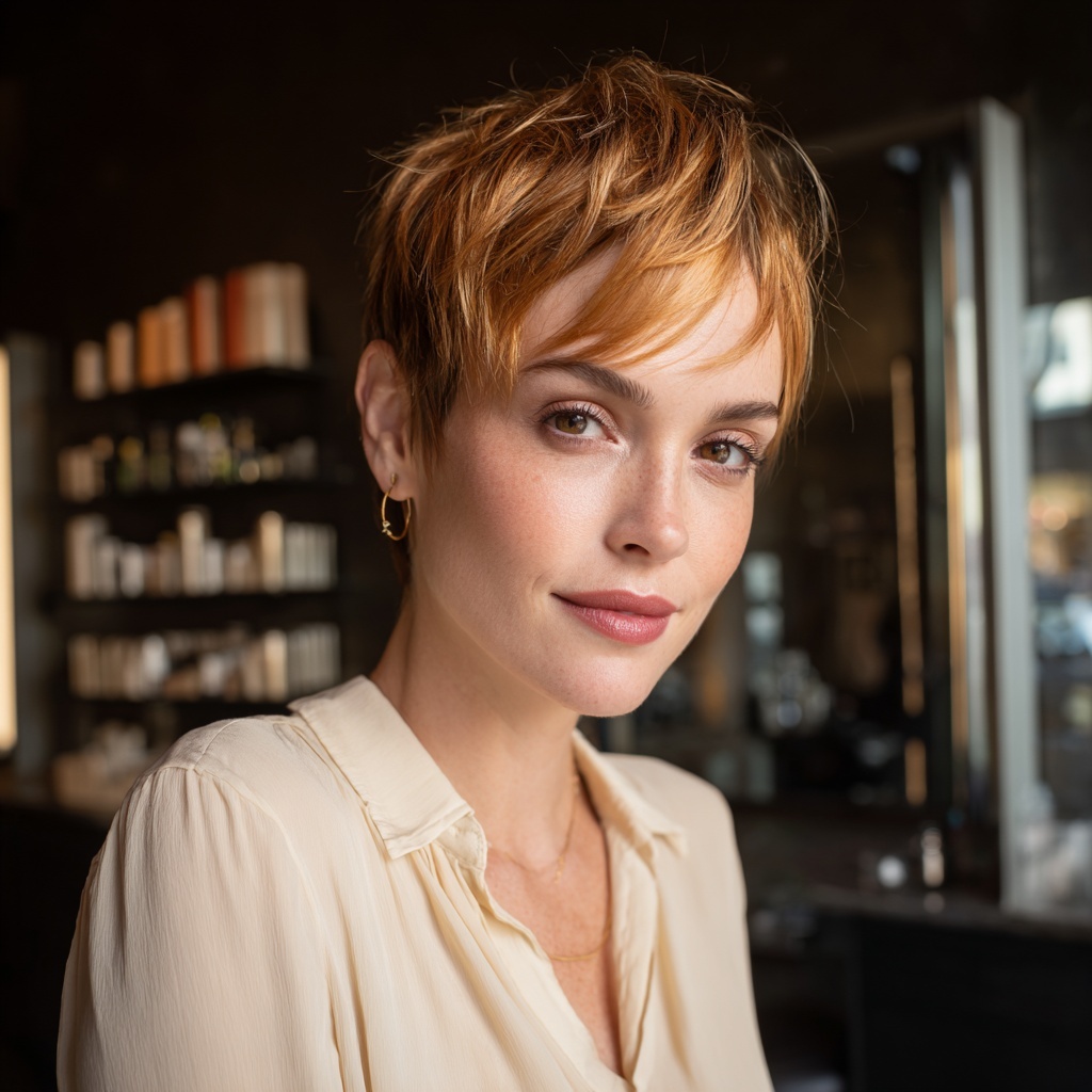 Golden Toffee Pixie with Seamless Gradient