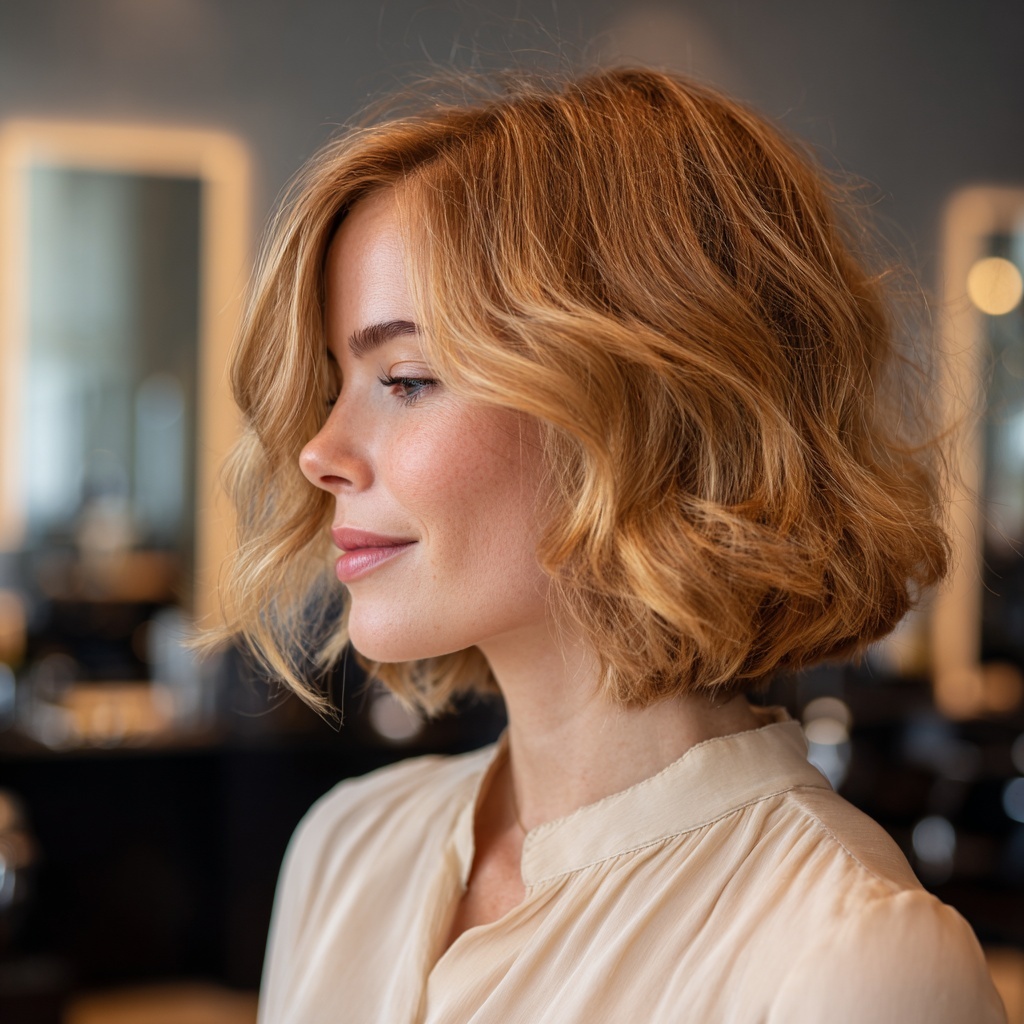 Honey Blonde Bob With Tousled Layers