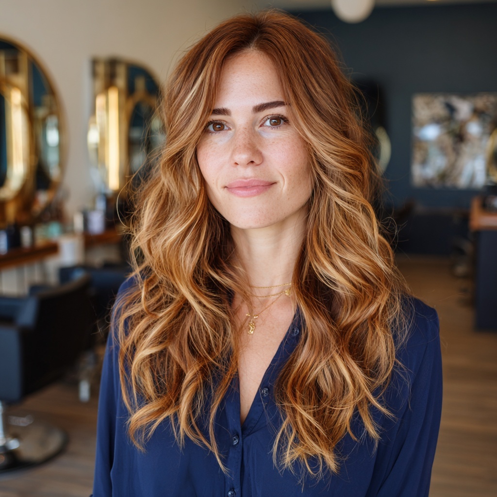 Honeyed Copper Balayage for Golden Radiance