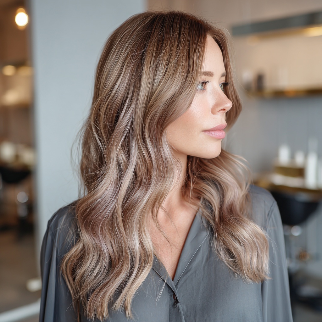 Iridescent Beige Balayage for Subtle Contrast
