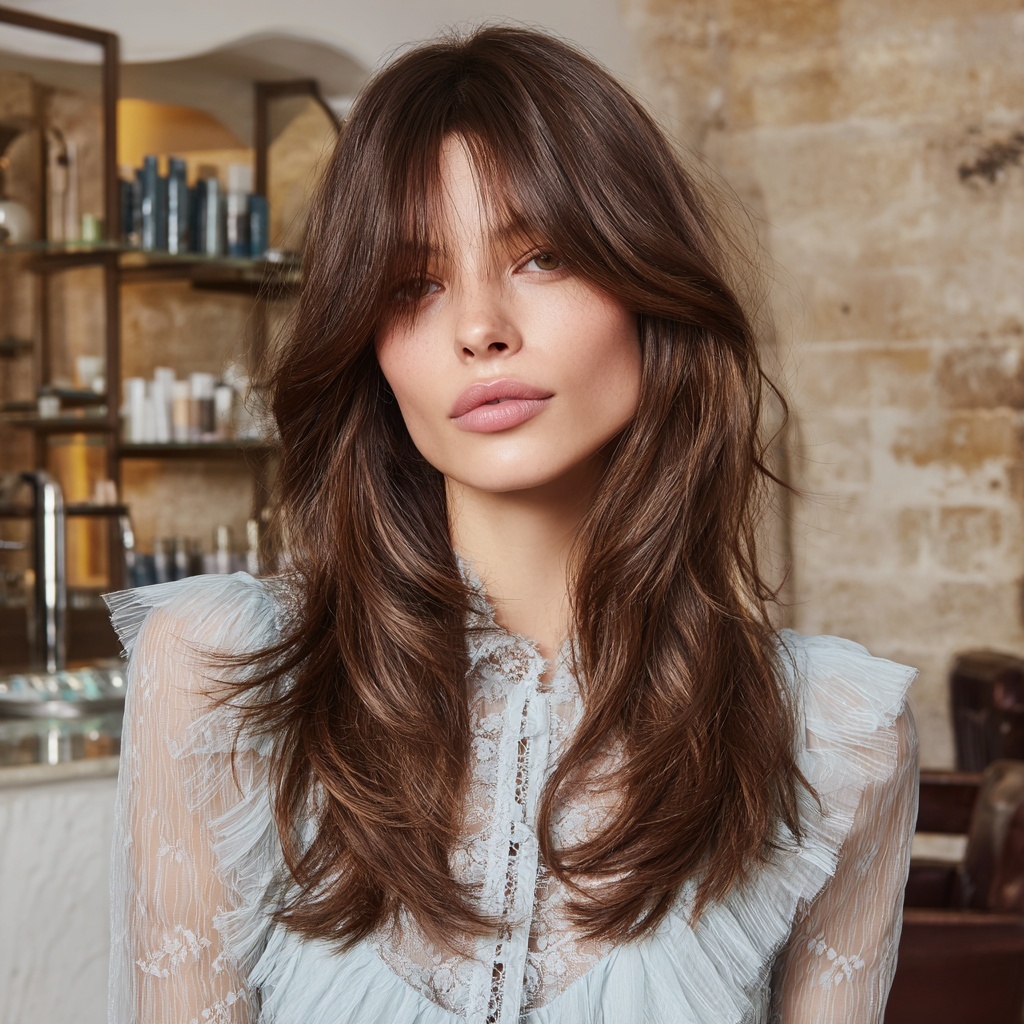 Layered Cascade with Subtle Curtain Fringe