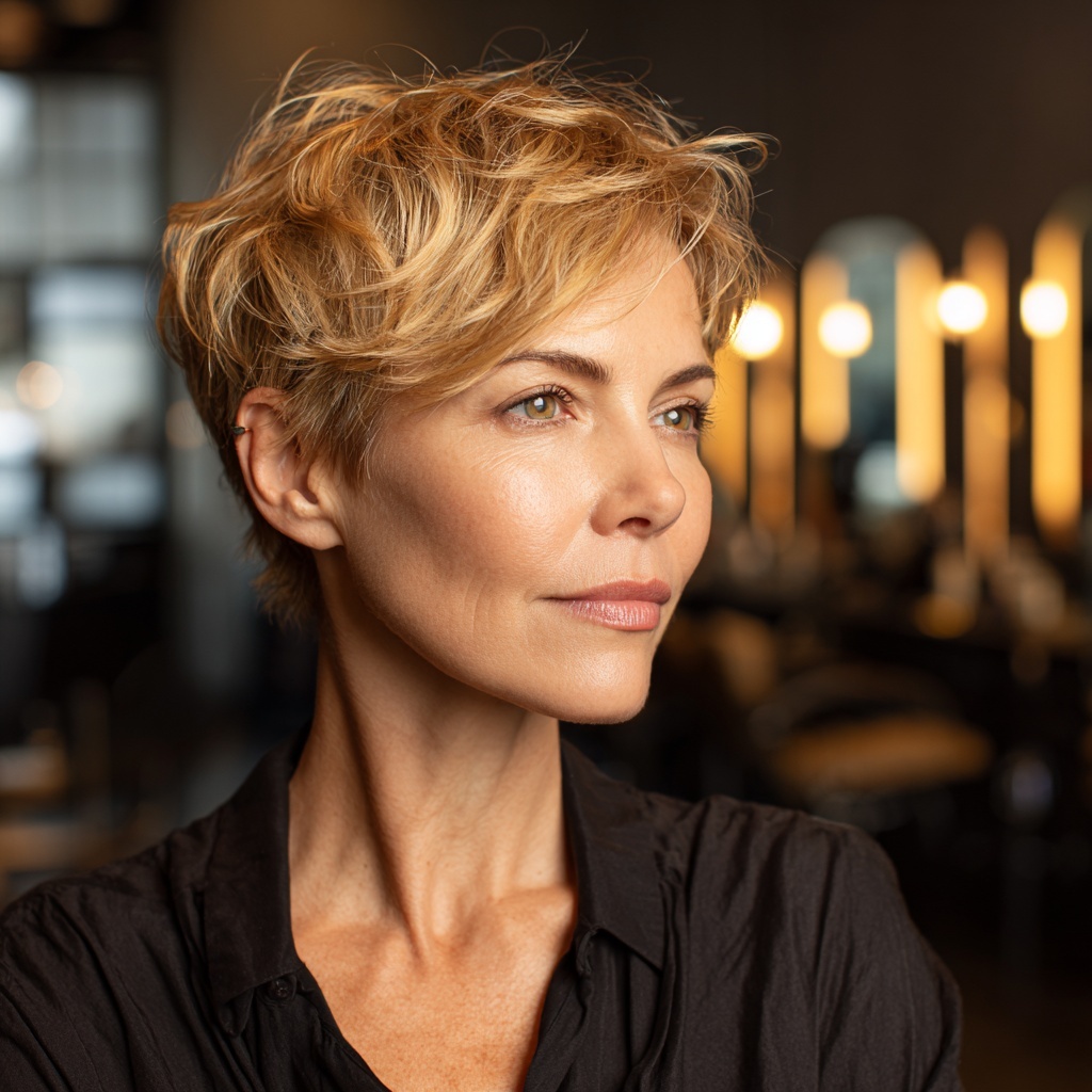 Layered Golden Pixie with Luminous Flow