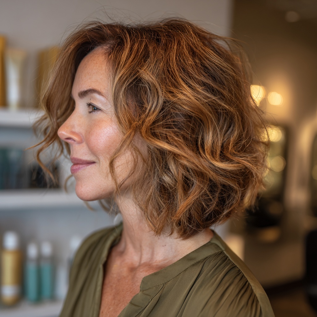 Luminous Highlighted Butterfly Bob with Soft Waves