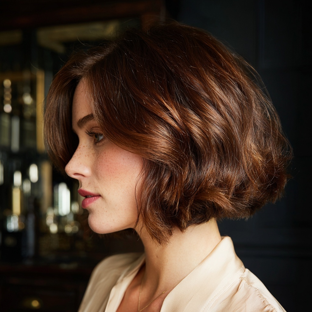 Maple Brunette Bob featuring a Sculpted Curve
