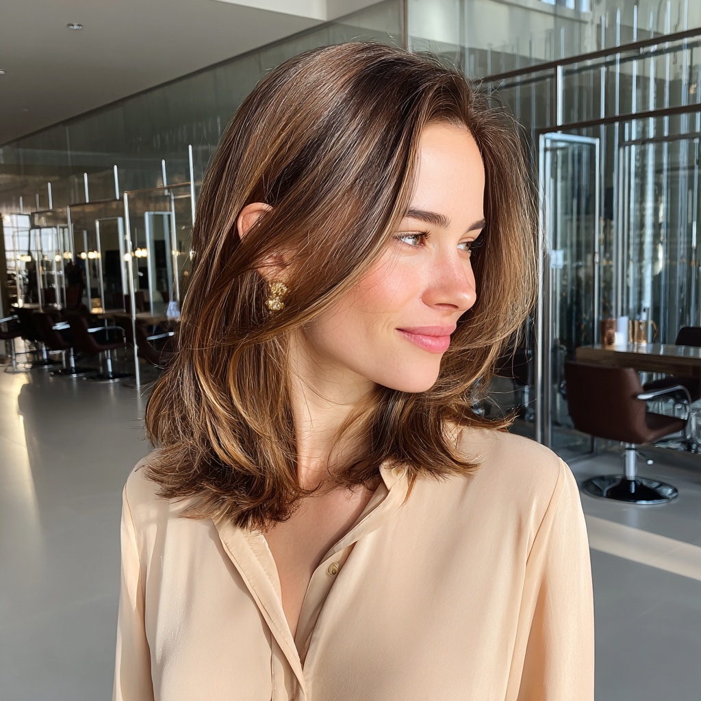 Maple Gloss Lob with Blunt Ends