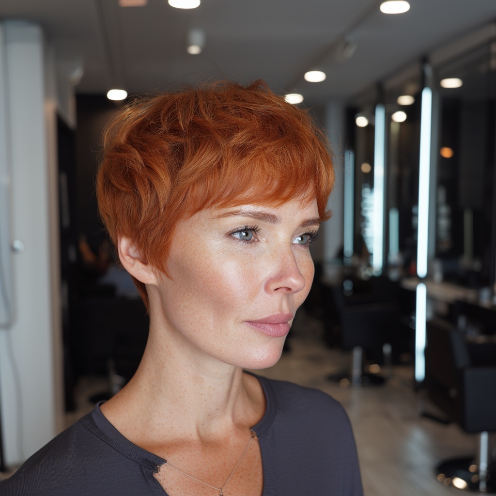 Paprika Red Pixie with Micro Fringe