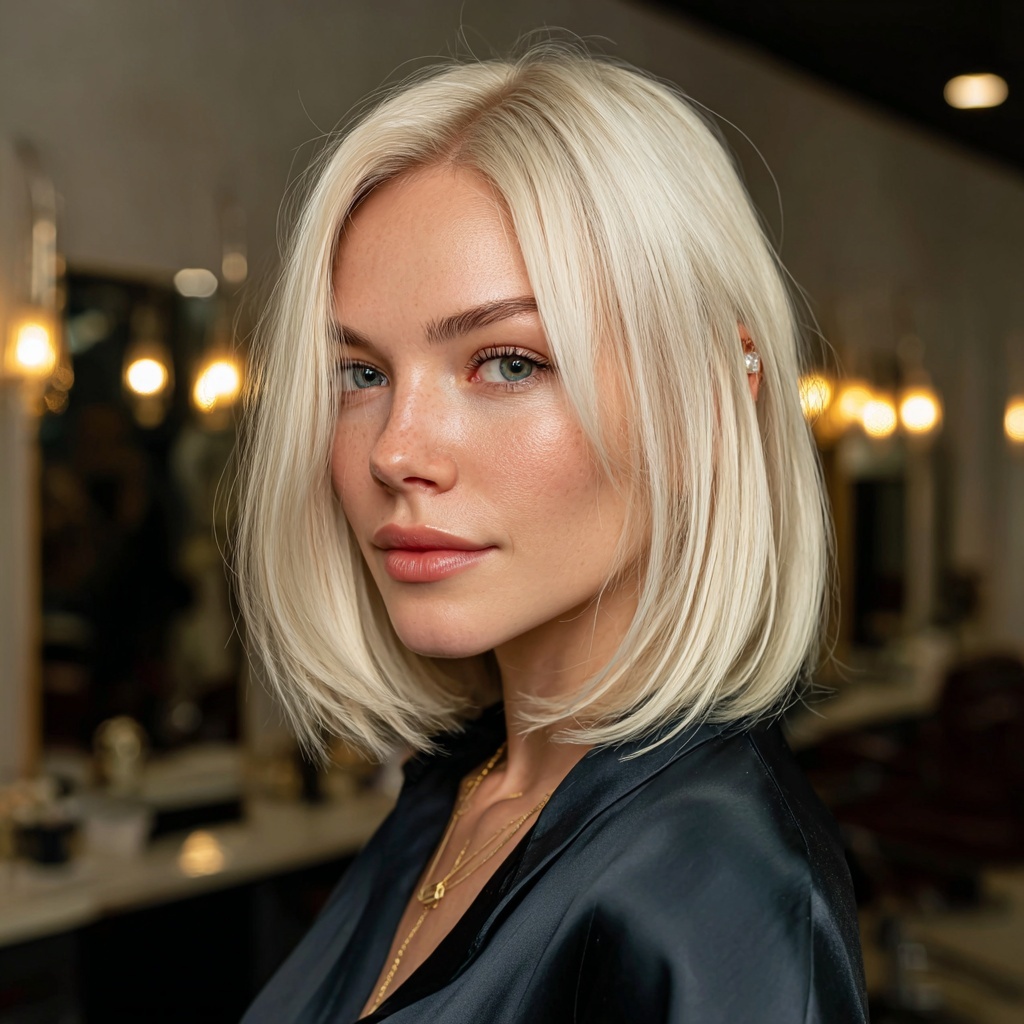 Pearl Sleek Bob with Middle Part