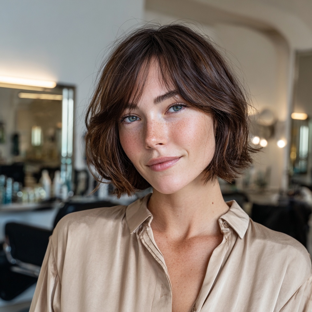 Polished Bob with Micro Curtain Bangs