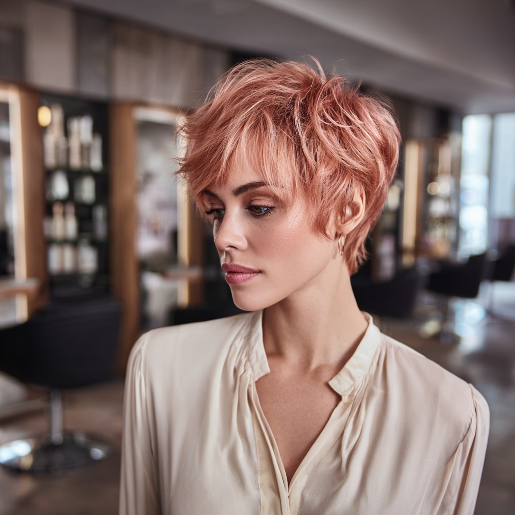 Rose Ember Pixie with Soft Flicked Layers