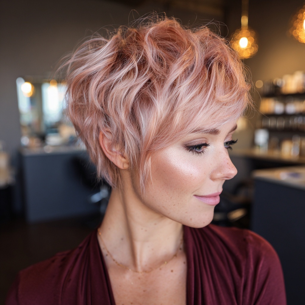 Rose Gold Pixie With Feminine Edge