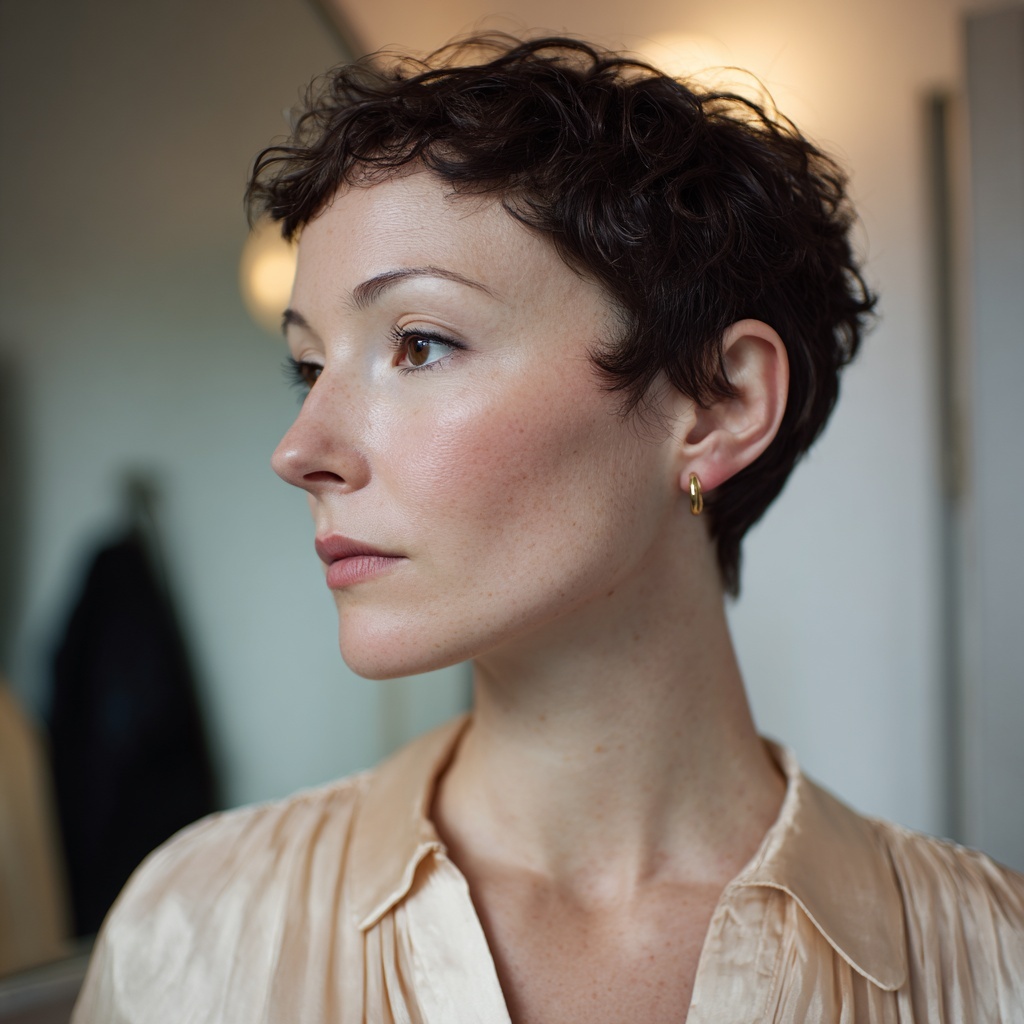 Sculpted Short Pixie Showing Silken Depth