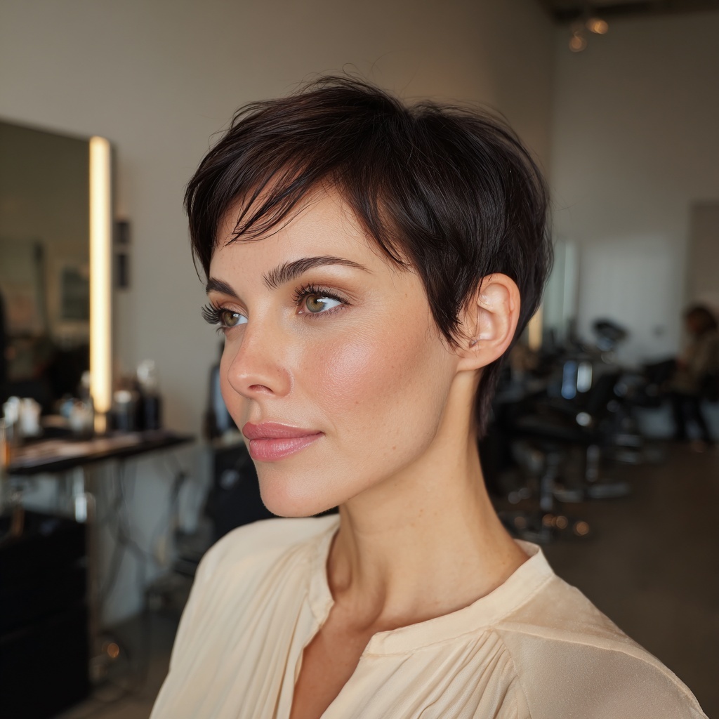 Sculpted Short Pixie With Gloss Finish