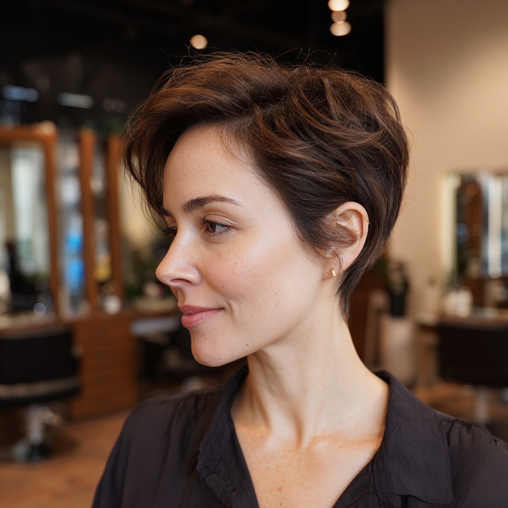 Short Hybrid Pixie Balancing Shape and Ease
