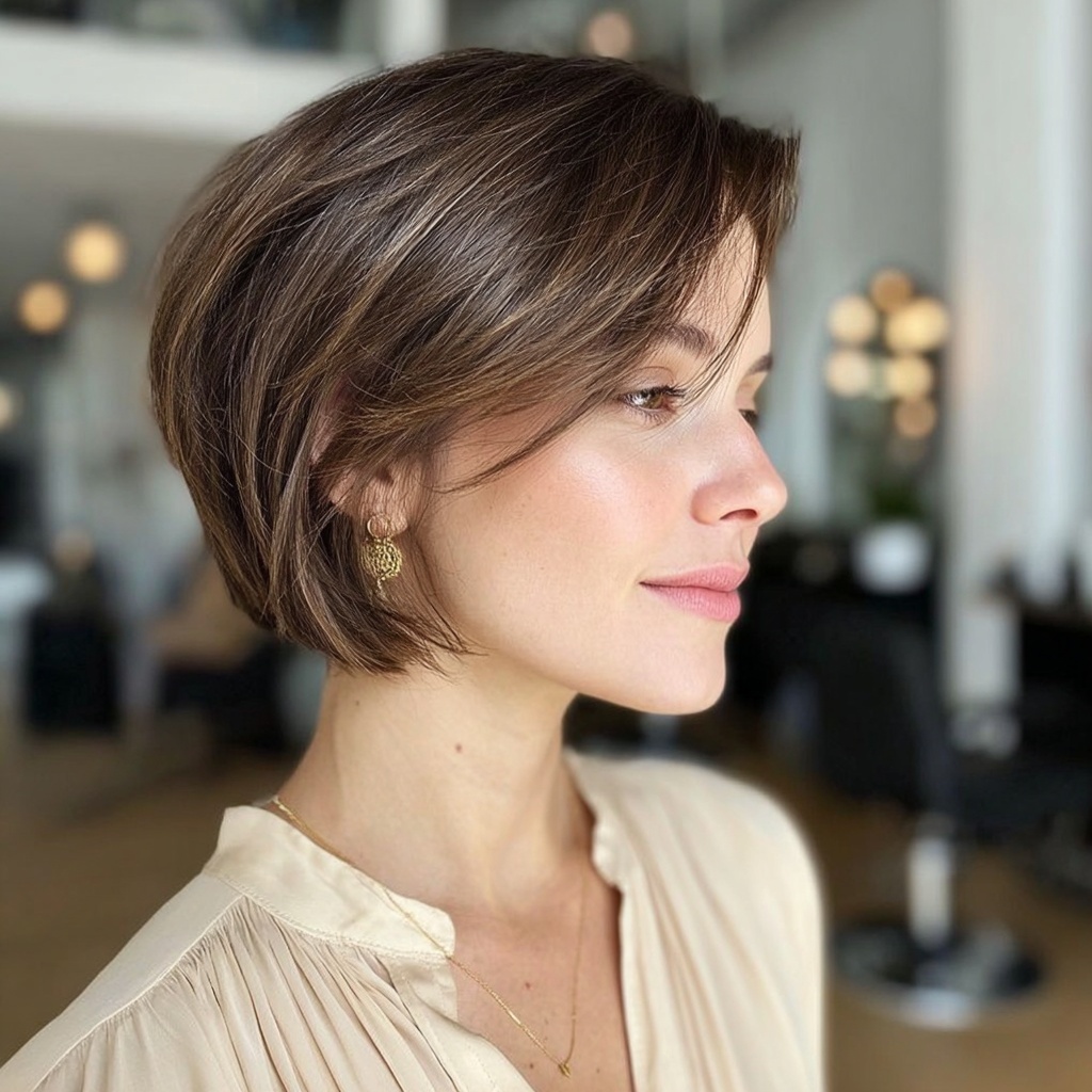 Side-Framed Undercut Bob with Balanced Volume