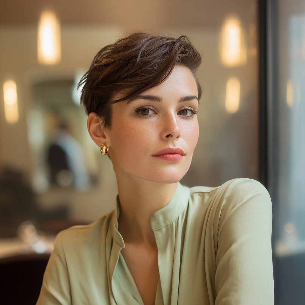 Side-Parted Pixie with Smooth Transition