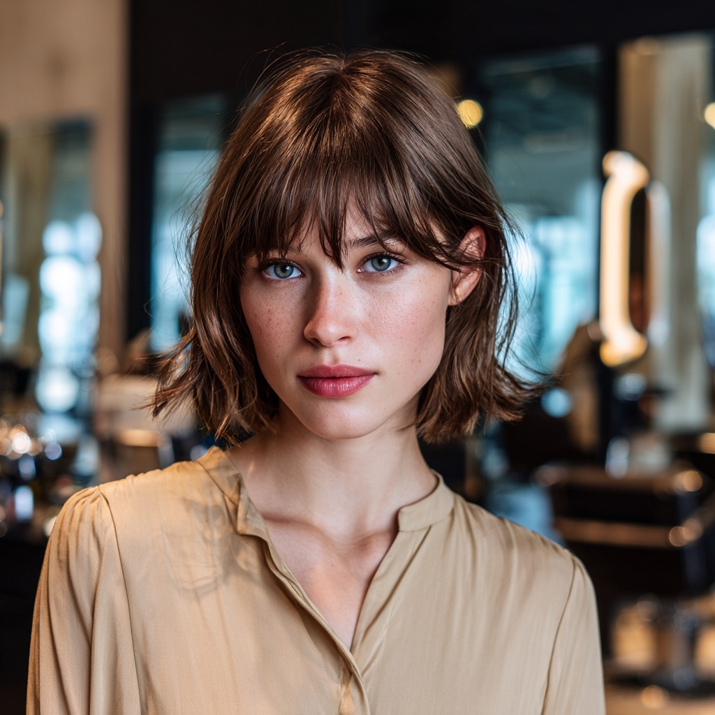 Side-Swept Butterfly Bob with Flowing Fringe