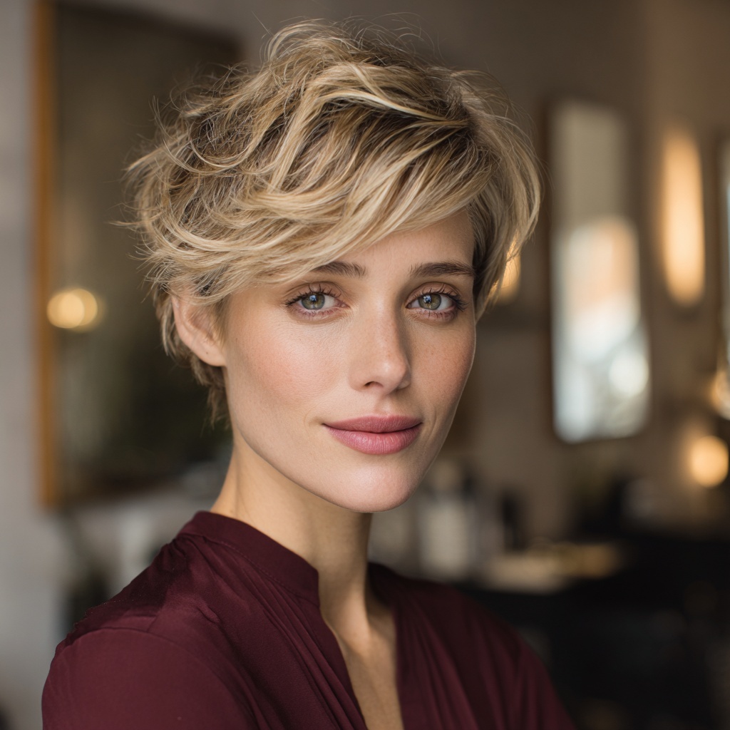 Silken Crown Pixie Reflecting Natural Flow