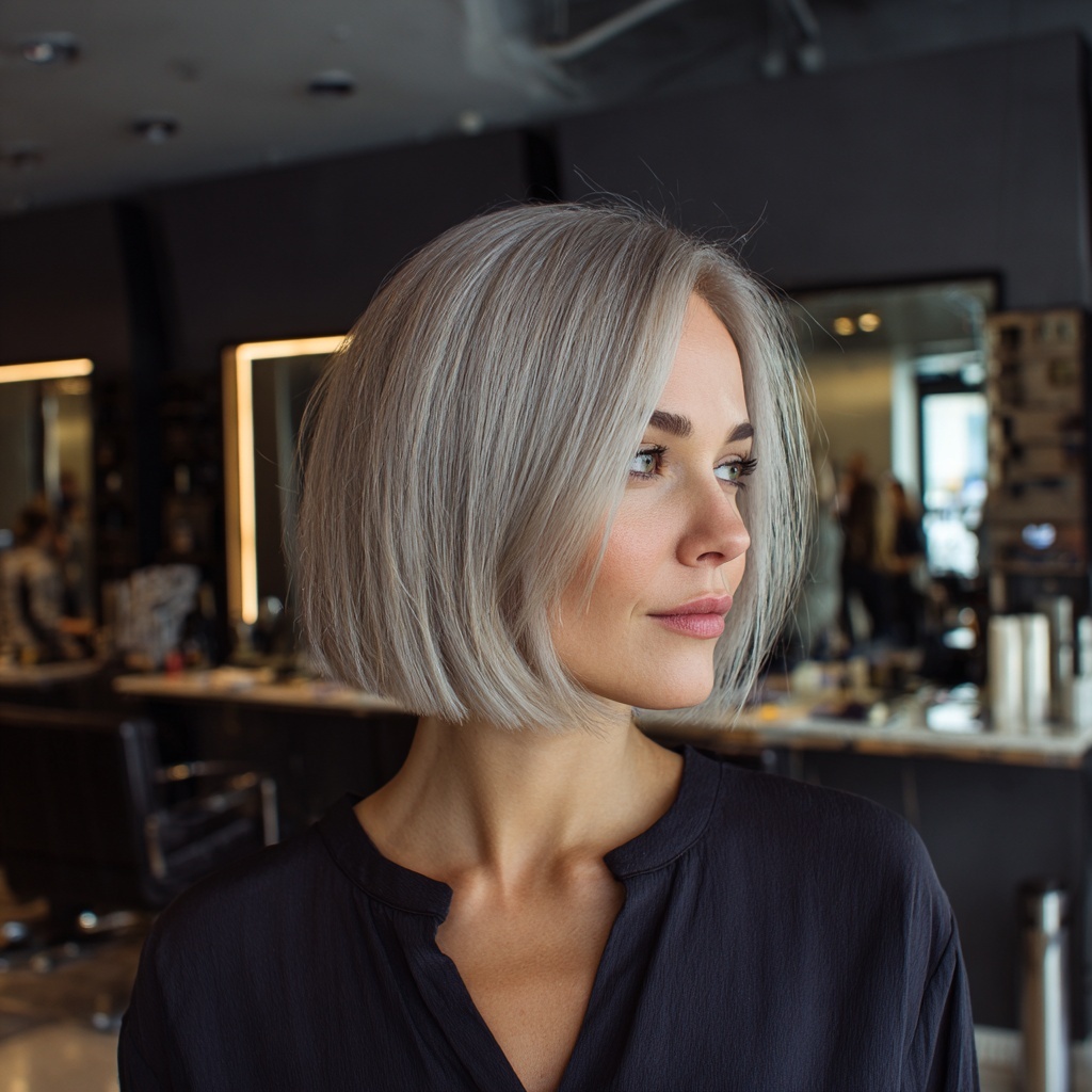 Silvered Taupe Bob with Soft Precision