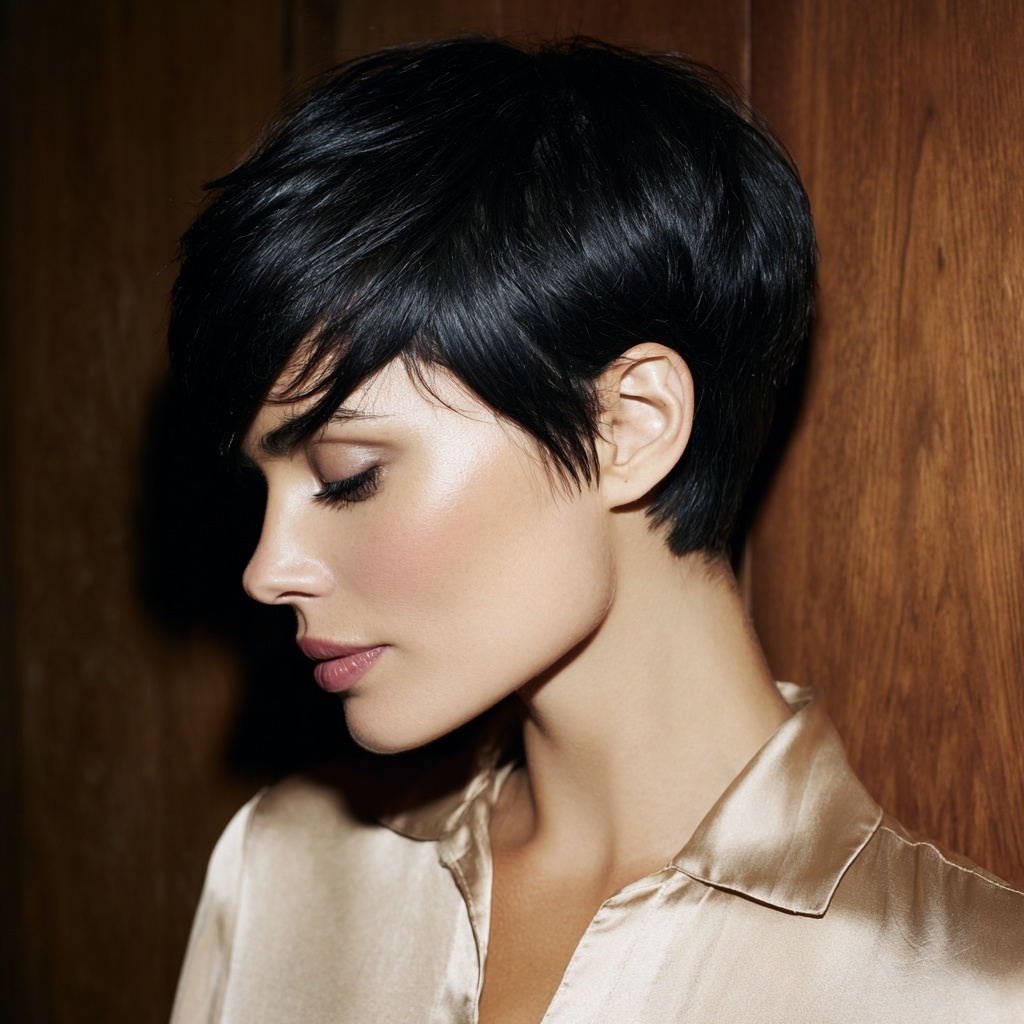 Sleek Black Pixie With Glossy Shine