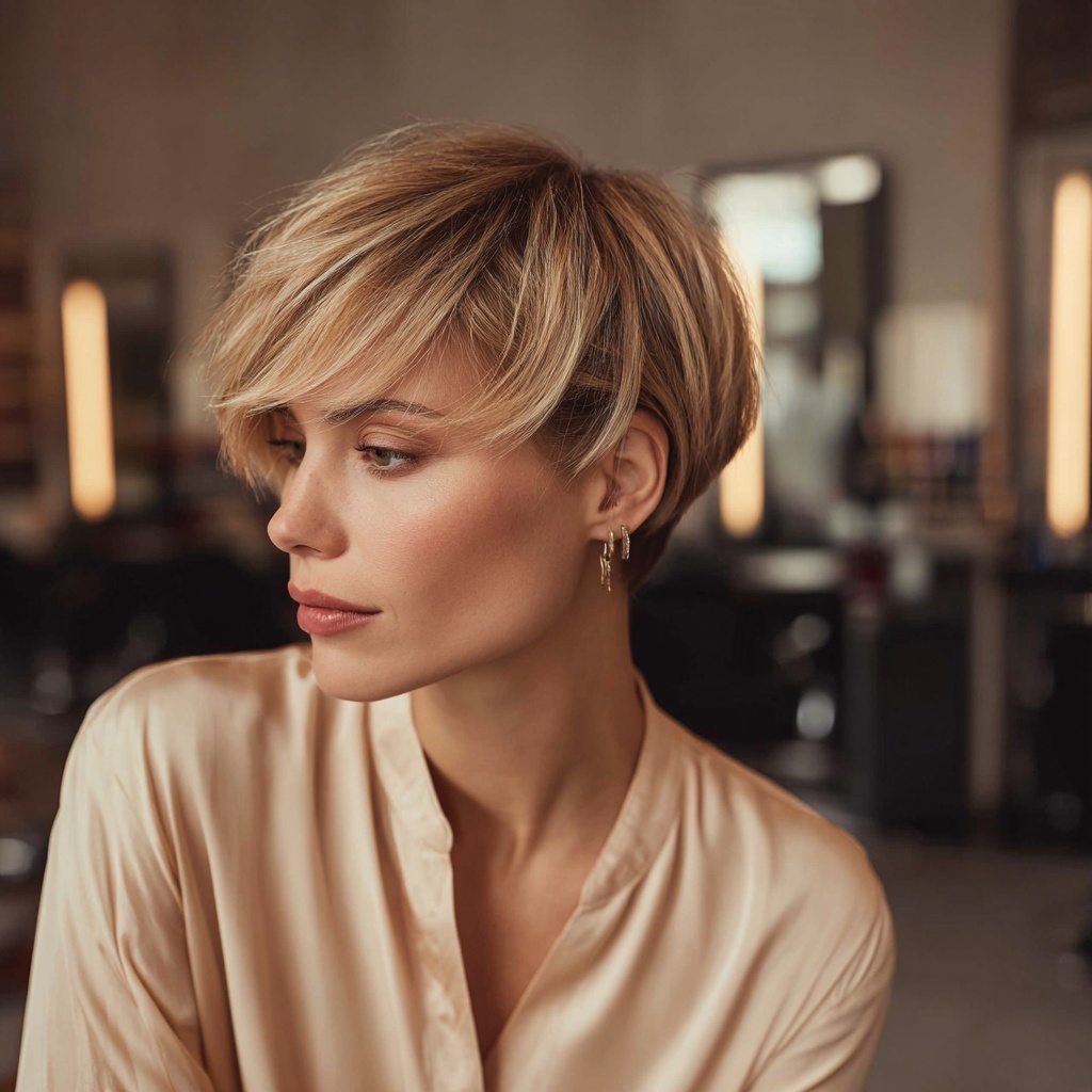 Sleek Hybrid Pixie with Sculpted Flow
