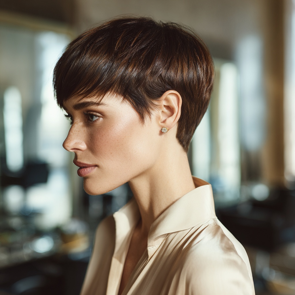 Sleek Pixie Cut Showing Precision in Motion