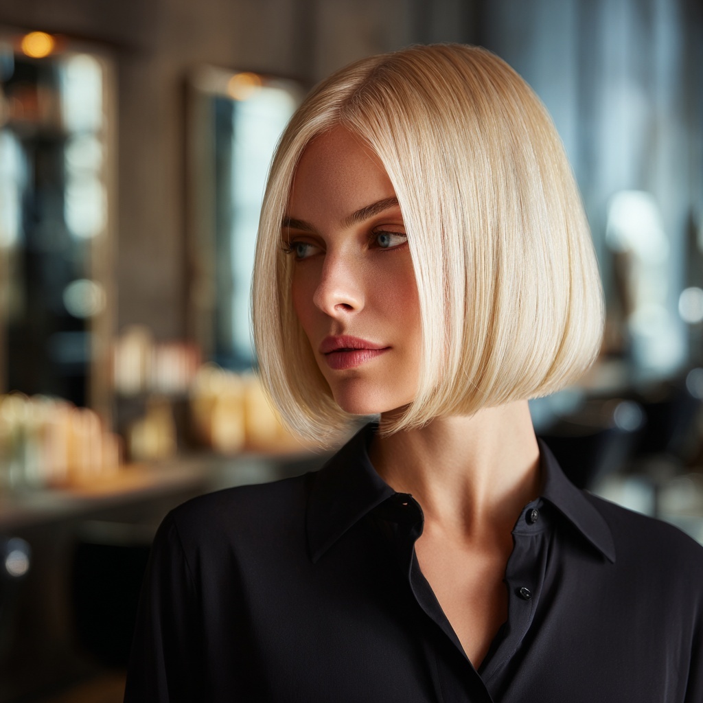 Sleek Precision Bob Reflecting Light