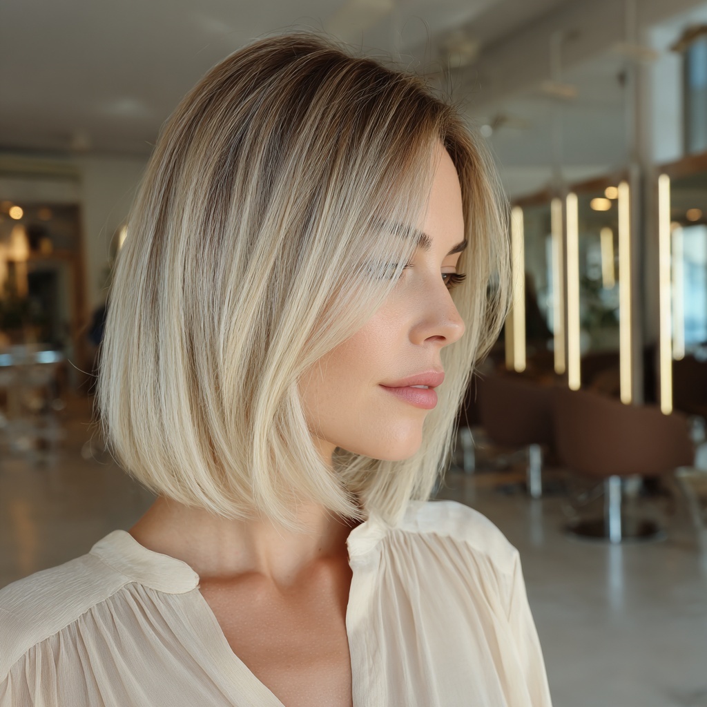 Smoky Beige Bob with Face-Framing Light