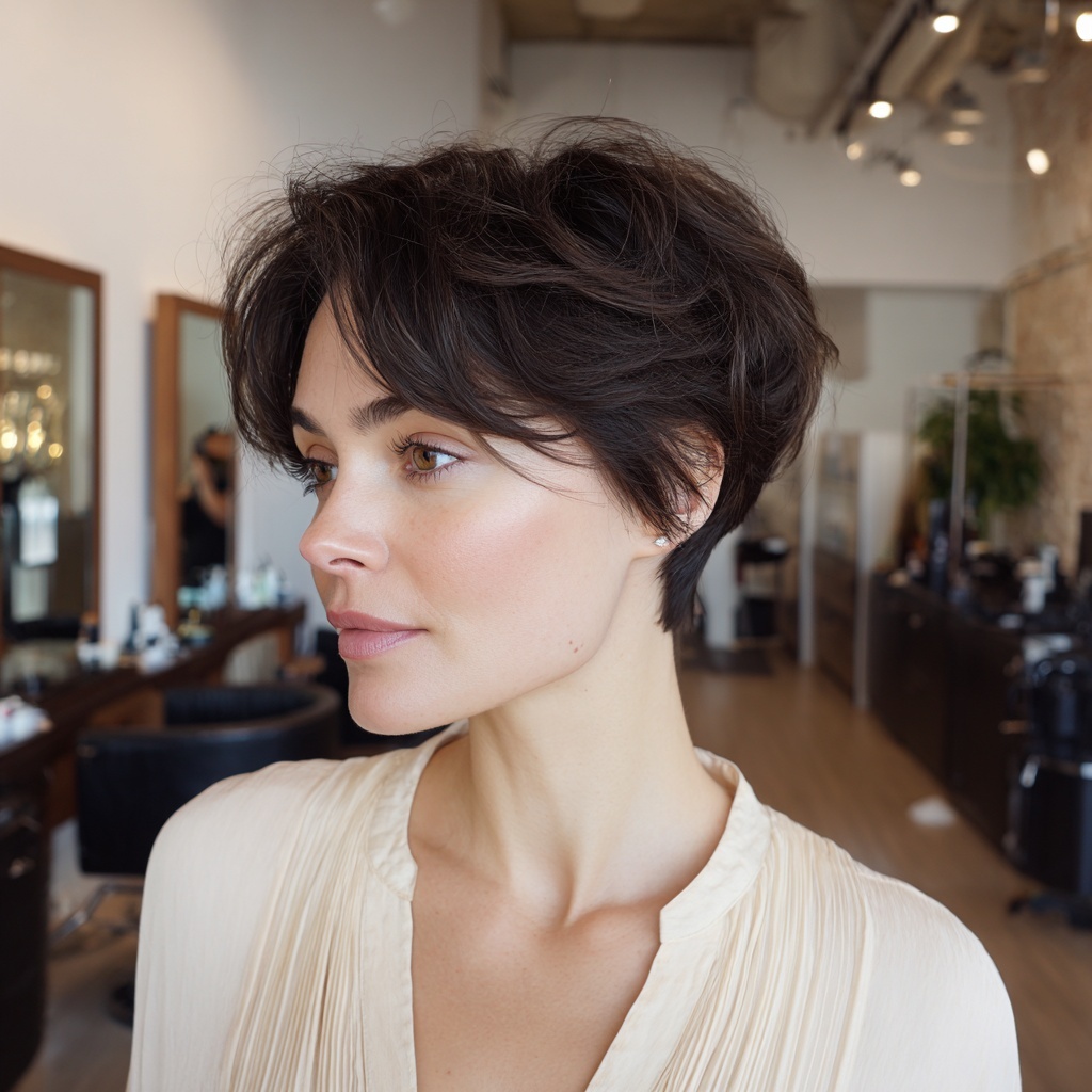 Smoky Brunette Pixie With Velvet Texture