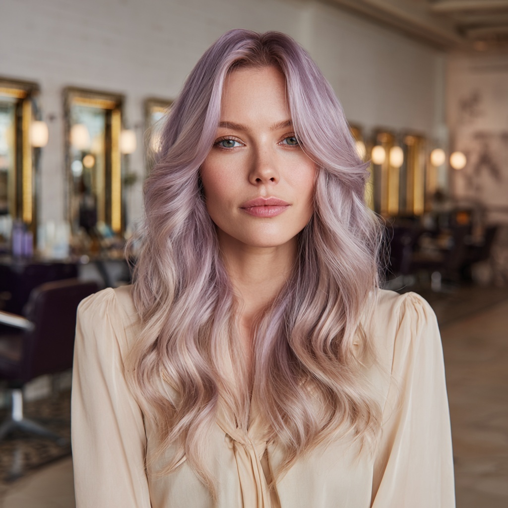 Smoky Lilac Balayage for Dreamy Depth